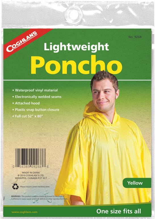 Coghlans Lightweight Poncho - Yellow - Sportinglife Turangi
